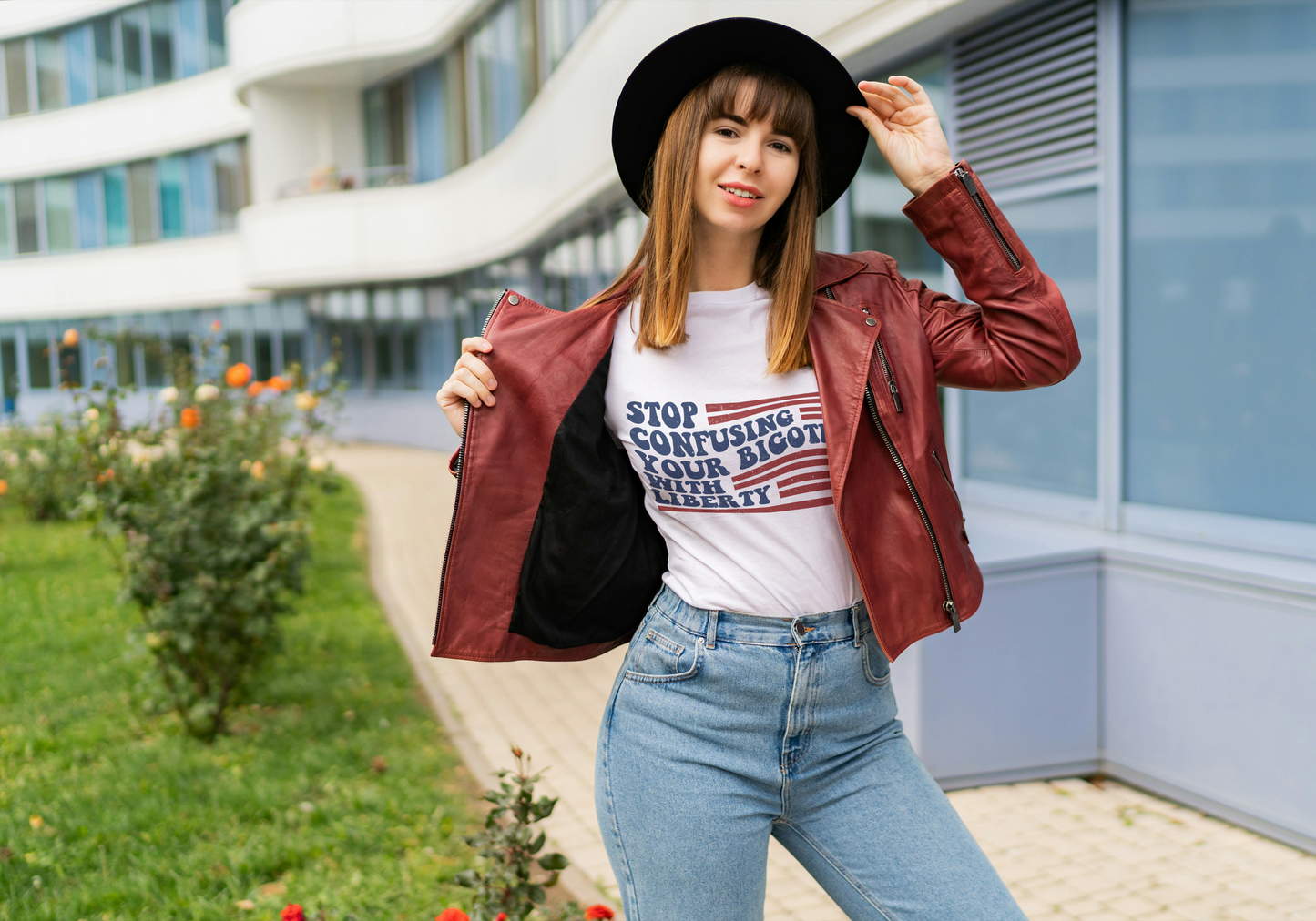 SansRace Anti Racism American Flag Women's T Shirt